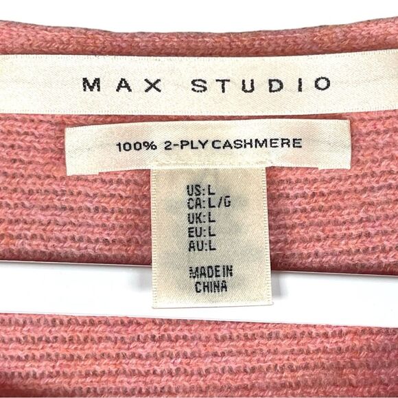 Max studio women’s size large knit ribbed pink Cashmere Sweater - Picture 3 of 5